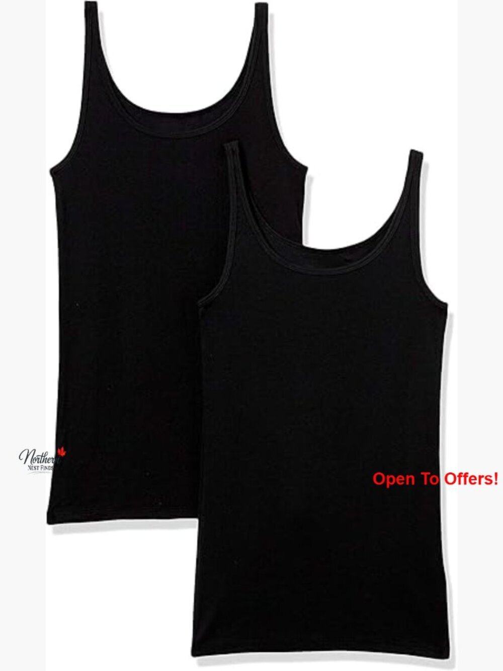 Cotton Modal Elastane Slim Fit Thin Strap Tank Top 2-Pack